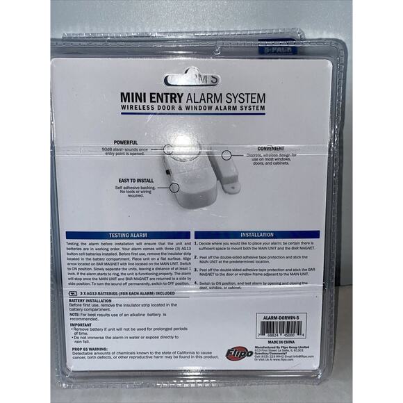 Flipo Security Mini Entry Alarm System Wireless Door & Window 2 Packs Of 5 - Picture 2 of 7